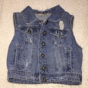 Cropped denim vest